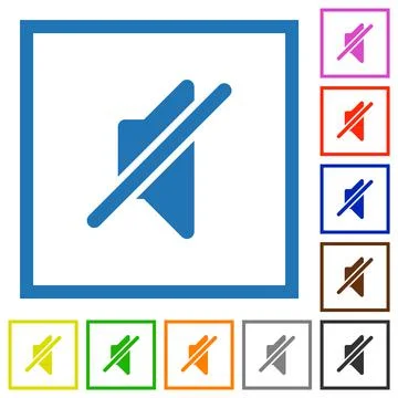 Mute solid flat framed icons Stockillustratie