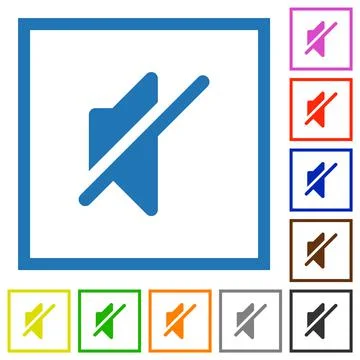 Mute solid flat framed icons Stockillustratie