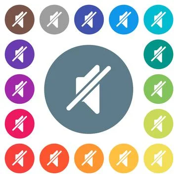 Mute solid flat white icons on round color backgrounds イラスト素材