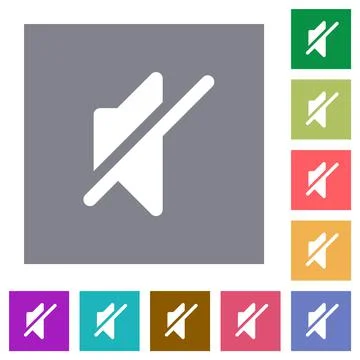 Mute solid square flat icons Stock Illustration