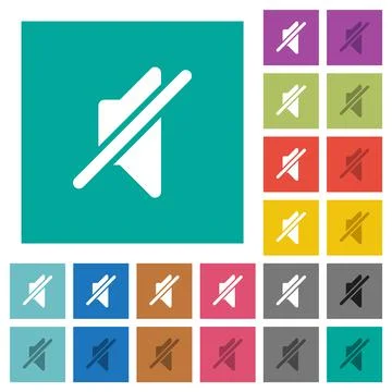 Mute solid square flat multi colored icons イラスト素材