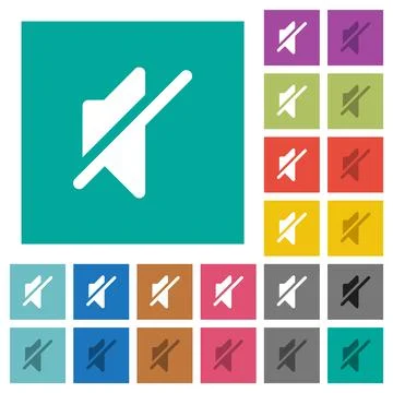 Mute solid square flat multi colored icons Stock Illustration