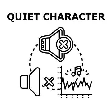 Mute sound character flat line icon concept Stock Illustration