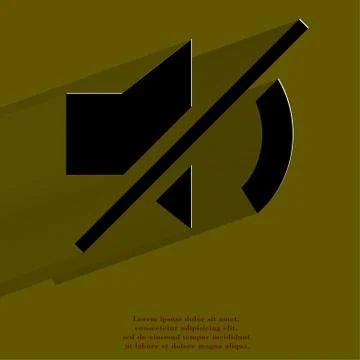 Mute sound. Flat modern web button with long shadow and space for your text. Stock Illustration