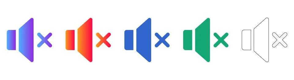 Mute Speaker UI Icon Set Stock Illustration