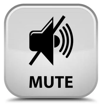 Mute special white square button Stock Illustration