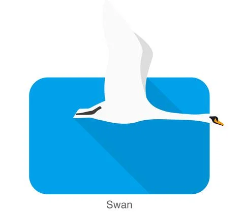 Mute swan flat icon design, cartoon vector illustration Stock Illustration