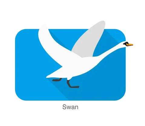 Mute swan flat icon design, cartoon vector illustration Stock Illustration