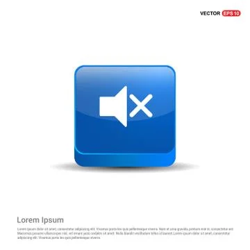 Mute volume Icon - 3d Blue Button Stockillustratie
