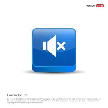 Mute volume Icon - 3d Blue Button Stock Illustration