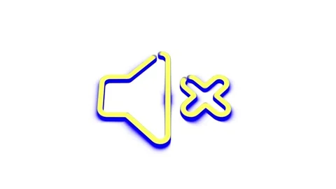 Mute volume icon animation with yellow outline and blue shadow spinning on .. Stock Footage 341228785