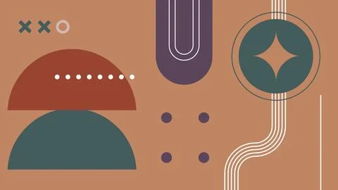 Muted Abstract Forms with Circles, Dots, and Arcs Illustrazione stock