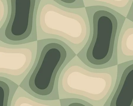 A muted abstract pattern combines soft green, sage, olive, cream, and charc.. Stock-Illustration