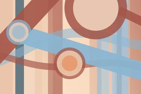Muted beige, blue, and rust geometric shapes form a modern abstract pattern.. Stock Illustration