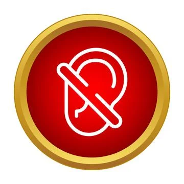 Muted ear icon indicating hearing loss or turning audio off Stock Illustration