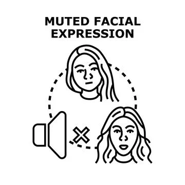 Muted facial expression communicating silently with quiet sound Stock Illustration