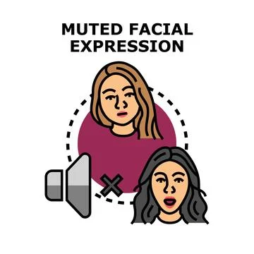 Muted facial expression communicating silently with quiet sound Stock Illustration