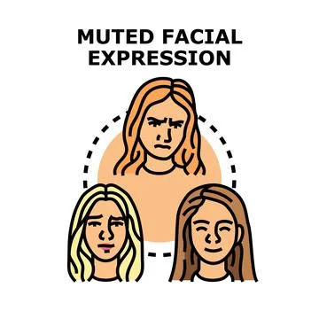 Muted facial expression concepts and emotion icons Stock Illustration