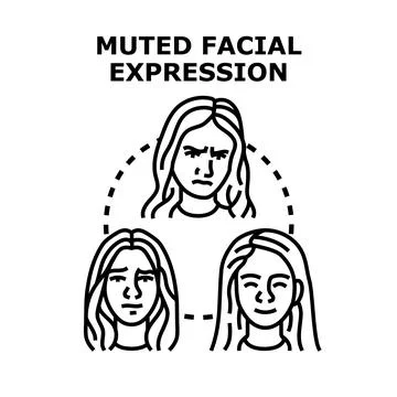 Muted facial expression concepts and emotion icons Stock Illustration