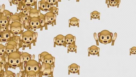 Muted Monkey Animated Emoji pack with Overlays, Transitions, Backgrounds, Bursts 스톡 동영상 251586656