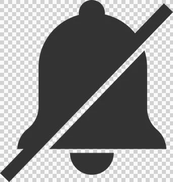 Muted Notification Icon: A gray bell with a diagonal line, representing sil.. Illustrazione stock