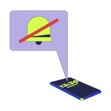 Muted phone notifications 2D cartoon object Stock Illustration