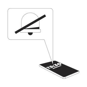 Muted phone notifications 2D line object Stock Illustration