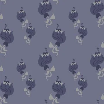 Muted purple floral vector repeat pattern in ornate style 스톡 일러스트