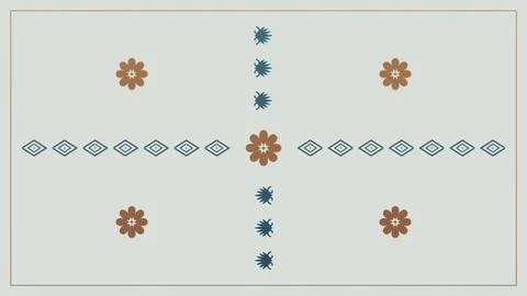 A muted retro composition pairs rust-colored blossoms with blue spiky botan.. Ilustração Stock