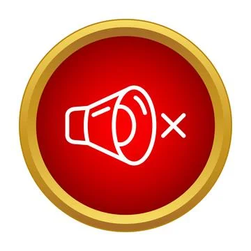Muted speaker with cross icon in red circle Stock Illustration