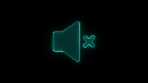 Muted speaker icon glowing with neon cyan light on black background in smoo.. Stock Footage 345550040