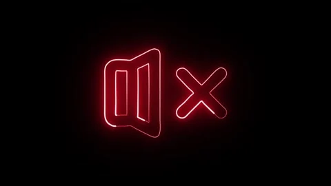 Muted speaker icon with red neon glow on black background, concept of silen.. Stock Footage 345548199