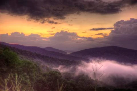 Muted sunset mountains 写真素材