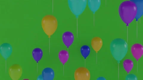 Muticolor balloon float in green screen background Stock Footage 252598391
