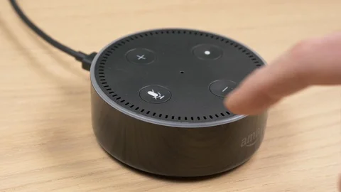 Muting the Amazon Echo Dot From Using The Mic Video stock 102049716