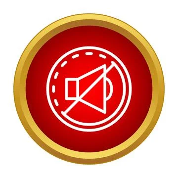Muting audio icon in red circle button Stock Illustration