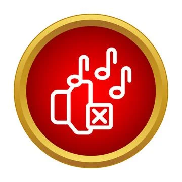 Muting music notes and speaker on a red circle Stock Illustration