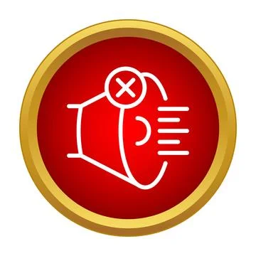 Muting sound icon on red circle background Stock Illustration
