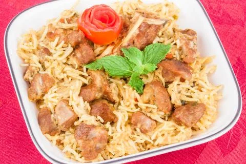 Mutton Biryani Closeup Stock Photos