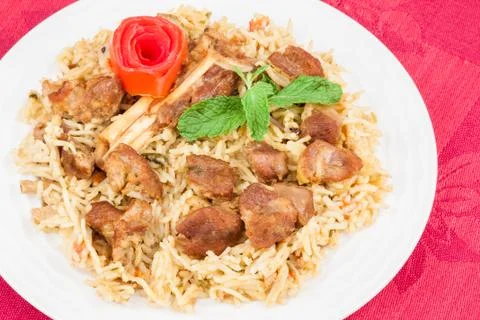 Mutton Biryani Closeup Stock Photos
