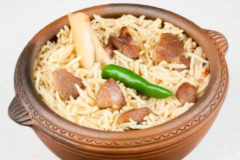 Mutton Biryani Closeup Stock Photos