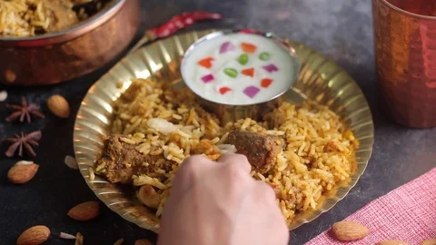 Mutton biryani Stock Footage 122127051
