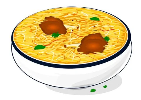 Mutton Biryani Indian Non Veg Food Vector Stock Illustration