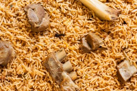 Mutton biryani overhead view Stock Photos