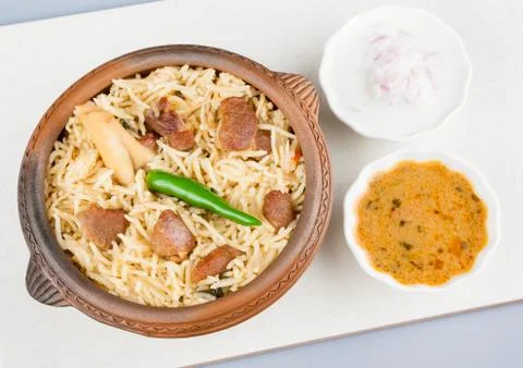 Mutton Biryani with Salad Foto stock