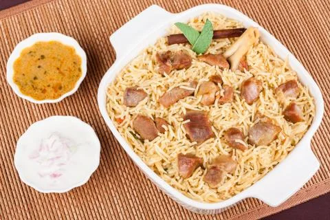Mutton Biryani with Salad Foto stock
