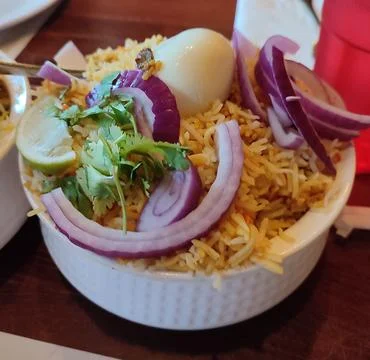 Mutton biryani served at a restaurant Foto stock