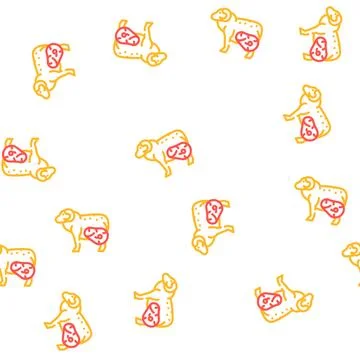 Mutton farm animal meat vector seamless pattern Stock Illustration