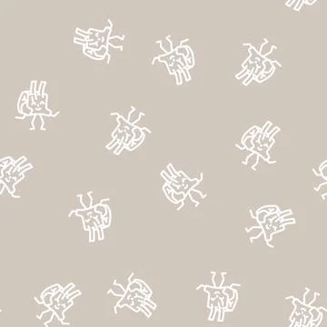 Mutton meat character line vector seamless pattern Stock Illustration
