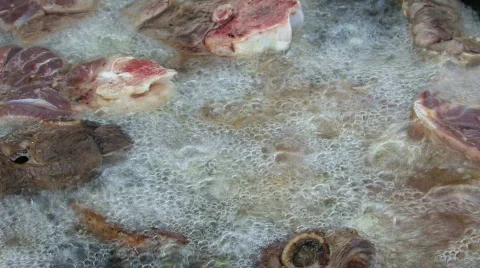 Mutton meat fry in grease M HD Stock Footage 149159